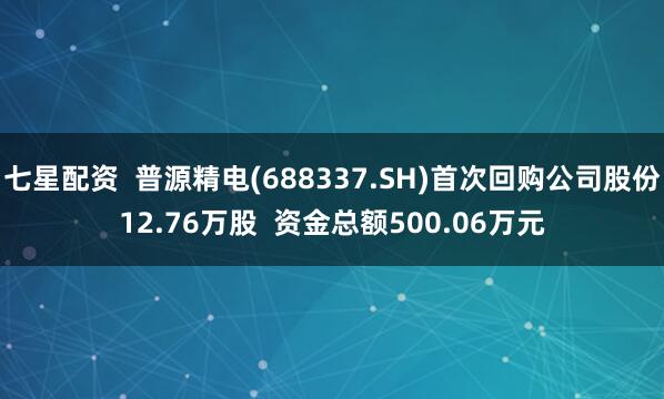 七星配资  普源精电(688337.SH)首次回购公司股份12.76万股  资金总额500.06万元